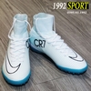 Giày Bóng Đá Nike Mercurial X CR7 Superfly Trắng Viền Đen Đế Xanh Ngọc TF