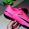 Giày Bóng Đá Nike MercurialX Hồng Trắng Lưỡi Gà Liền TF