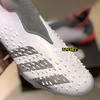 Giày Bóng Đá Adidas Predator Freak+ Trắng Xám Đế Cam Cổ Cao Không Dây TF