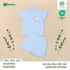 Áo cài lệch cộc tay và quần đùi sơ sinh (1-9M)