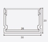Thanh nhôm LED gắn nổi PF-T-3020