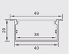 Thanh nhôm đèn LED giấu kín 49x20mm PF-T-4920