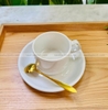 Bộ tách đĩa sứ trắng uống trà, cà phê sang trọng