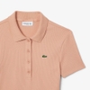 Áo Polo Lacoste Chính hãng - Women's Slim Fit L.12.D Ribbed Cotton Polo - Màu Be | JapanSport DF5377-51-02S