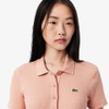 Áo Polo Lacoste Chính hãng - Women's Slim Fit L.12.D Ribbed Cotton Polo - Màu Be | JapanSport DF5377-51-02S