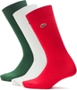 Set Tất Lacoste Chính Hãng - Unisex 3-Pack Long Socks -Màu Xanh/Trắng/Đỏ | JapanSport RA8142-51-7TI