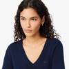 Áo Phông Lacoste nữ Chính hãng - Seamless Knit V Neck Sweater - Màu Navy | JapanSport AF3964-51-116