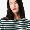 Áo Phông Lacoste nữ Chính hãng - Áo Thun Lacoste Nữ Dáng Suông Sọc Dài Tay Chất Liệu Jersey - Màu Xanh  | JapanSport TF7573-51-AIG