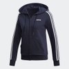 Áo Khoác Adidas Nữ Chính Hãng - ESSENTIALS 3-STRIPES HOODIE - Xanh | JapanSport DU0656