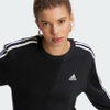 Áo Adidas Nữ Chính hãng - Essentials 3-Stripes Fleece Sweatshirt - Đen | JapanSport HZ5744