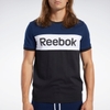 Áo Phông Reebok Nam Chính Hãng - Training Essentials Linear Logo Tee - Black/Blue | JapanSport - FK6124