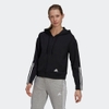 Áo Khoác Adidas Nữ Chính Hãng - ESSENTIALS LOOSE-CUT 3-STRIPES FULL-ZIP HOODIE - Đen | JapanSport GS1380