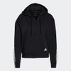 Áo Khoác Adidas Nữ Chính Hãng - ESSENTIALS LOOSE-CUT 3-STRIPES FULL-ZIP HOODIE - Đen | JapanSport GS1380