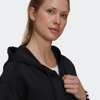 Áo Khoác Adidas Nữ Chính Hãng - ESSENTIALS LOOSE-CUT 3-STRIPES FULL-ZIP HOODIE - Đen | JapanSport GS1380