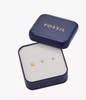 Bông tai FOSSIL Chính hãng - Sutton All Stacked Up Gold-Tone Brass Heart Earring Set - JA7277Set | JapanSport