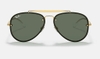 Kính Ray-ban Chính hãng - Blaze Aviator Sunglasses in Gold and Green | JapanSport 0RB3584N-61