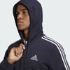 Áo Khoác Adidas Chính Hãng - Essentials Fleece 3-Stripes Full-Zip Hoodie - Màu Xanh | JapanSport GK9053