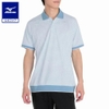 Áo Polo Mizuno Chính Hãng - Knit jacquard gingham short-sleeved ribbed collar - Màu Xanh| JapanSport E2MAC019-28
