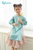 SET Áo dài tay bồng hoa xanh