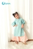 SET Áo dài tay bồng hoa xanh