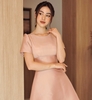 Đầm taffeta phối tơ linen xếp nếp nhỏ BEHER