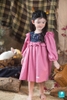 Váy linen phối ngực hoa lanh hồng đậm NITEFALL