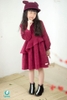 Váy nhung peplum đỏ mận