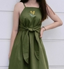 Váy linen hai dây thêu hoa vàng Linné