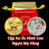 Cặp Xu Úc Hình Con Ngựa Mạ Vàng Bạc Tặng Túi Gấm Lộc
