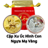 Cặp Xu Úc Hình Con Ngựa Mạ Vàng Bạc Tặng Túi Gấm Lộc