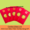 Bao Lì Xì Hình Con Mèo Thần Tài Mạ Vàng VIP