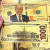 Mặt sau Tiền 1000 USD Donald Trump mạ vàng