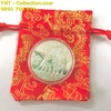 Xu Úc Hình Con Trâu Mạ Bạc Tặng Túi Gấm