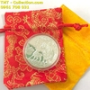 Xu Úc Hình Con Trâu Mạ Bạc Tặng Túi Gấm