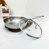 Chảo inox thành cao nắp vung kính Oyatton O528 28cm - O526 26cm
