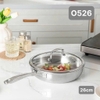 Chảo inox thành cao nắp vung kính Oyatton O528 28cm - O526 26cm