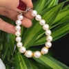 VÒNG TAY NGỌC TRAI TRẮNG PHỐI HOA BẠC MẠ VÀNG