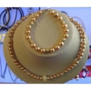 BỘ NGỌC TRAI HỒNG PHỐI CHARM BẠC XI VÀNG TRẮNG