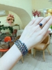 Combo Kiềng Tay Ngọc Trai Quấn + Hoa Tai Xanh Đen Duyên Dáng