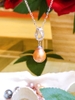 Dây Chuyền Mặt Ngọc Trai Giọt Hồng Cam Sang Trọng