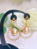 Hoa Tai Ngọc Trai Hồng Cam Metallic Sang Trọng 