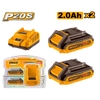 Bộ 2 Pin 2.0Ah (FBLI20011) Và 1 Đầu Sạc (FCLI2001) Lithium-Ion P20S 20V INGCO FBCPK1222