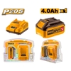Bộ 1 Pin 4.0Ah (FBLI20021) Và 1 Đầu Sạc (FCLI2001) Lithium-Ion P20S 20V INGCO FBCPK1214