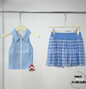 Chân Váy Thể Thao Chính Hãng Màu Xanh Biển  Caro Pom Pêche CYAN