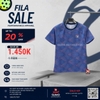 Áo Thể Thao Chính Hãng Fila Deuce Court Printed Men's Tennis Crew Blue - màu Xanh Dương TM33E230-770