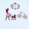 Set topper giấy cô gái đi dạo