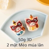 Khuôn trung thu lò xo 3D 2 mặt Mèo múa lân 50g