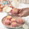 Khuôn trung thu lò xo 6 mặt hoa đào 50g