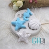 Khuôn fondant silicon cá ngựa + sao biển + vỏ sò