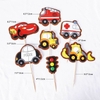 Set topper giấy hình xe+đèn giao thông